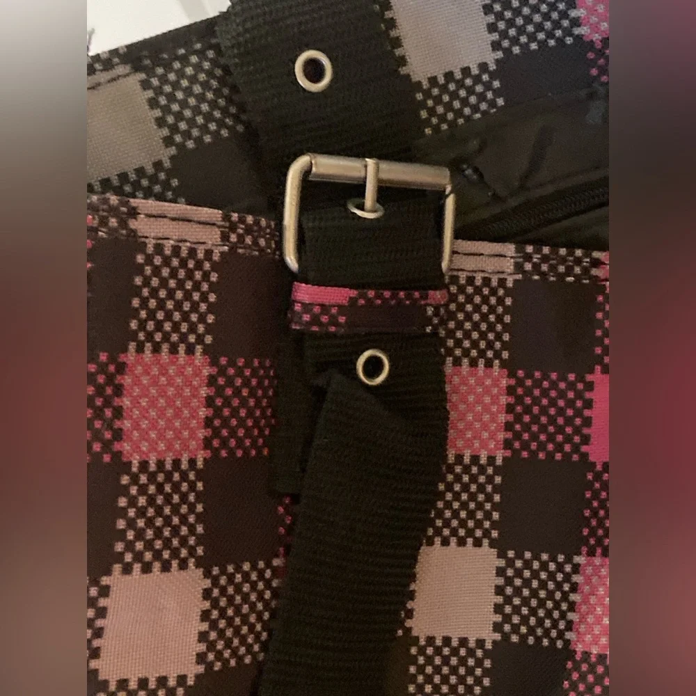 Plaid Tote Bag - Pink and Black